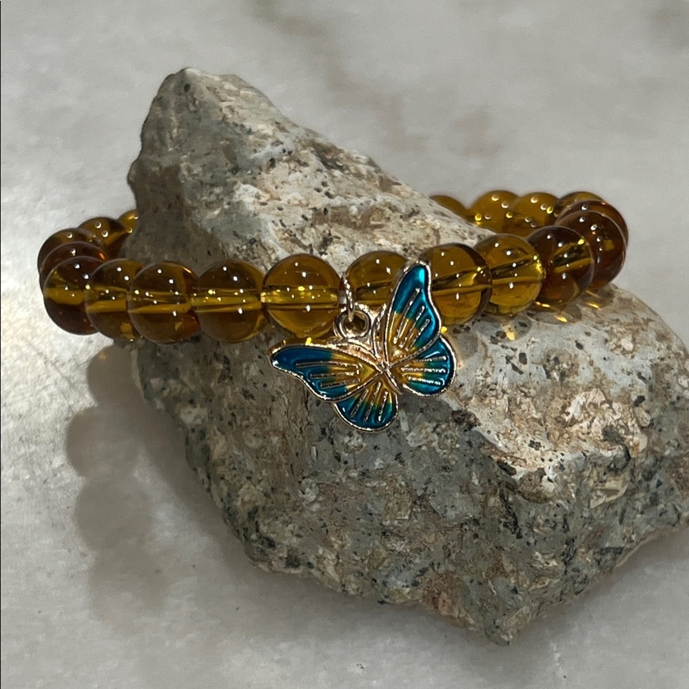 Elegant Gold and Blue Butterfly Bracelet